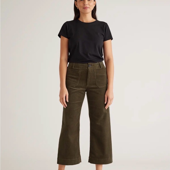 Quince Pants - Organic Stretch Corduroy Cropped Wide Leg Pants size 6